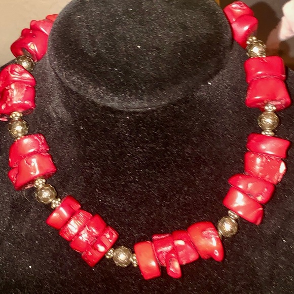 Chunky bamboo coral and sterling silver clasp and beads. - Picture 1 of 2